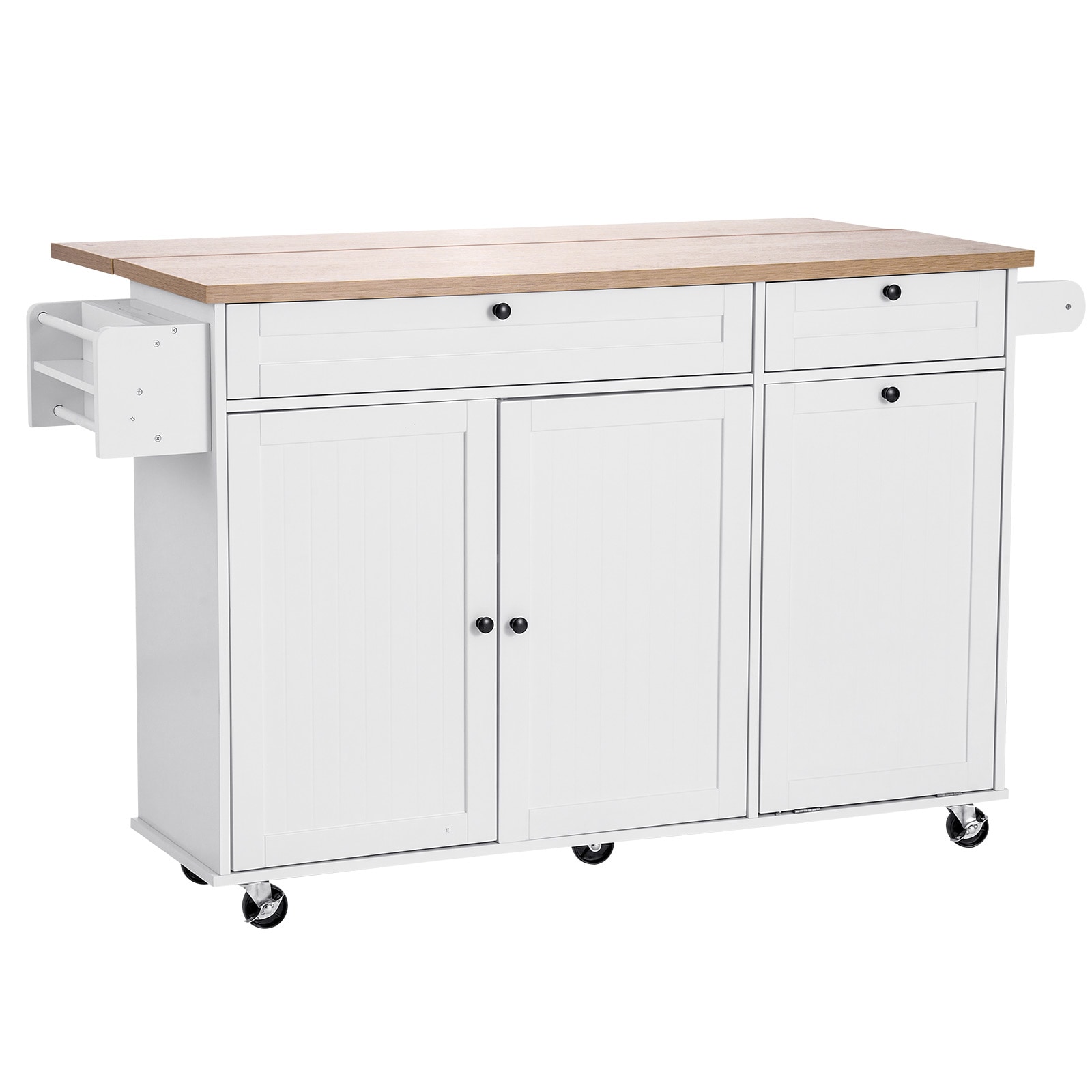 60in Kitchen Island Cart Rolling Storage Cabinet Table With Drawer Drop Leaf_voghion.com